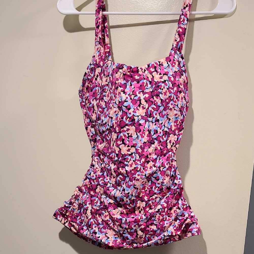 Athleta Floral Pink Tankini Top 34D/DD